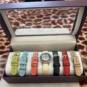 Vivian Multiple Band Watch Set NEW Battery 7 Different Bands Alligator Look